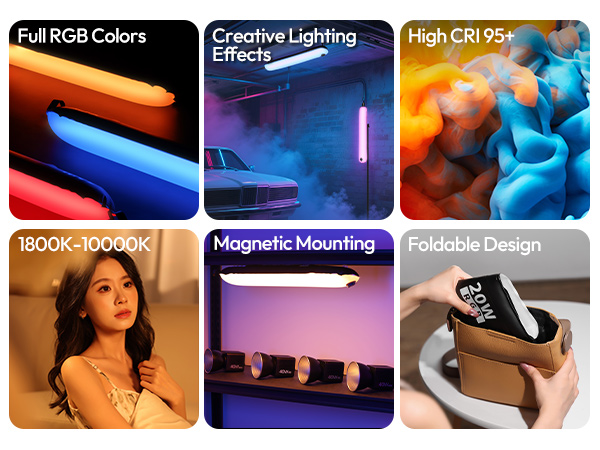 Foldable, Magnetic, Inflatable, 1800-10000K CCT, CRI95+, 1/4 Magnetic Adapter