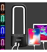 cozoo 3 Way Dimmable Touch Bedside Table Lamp with 1 Type C Port & 2 USB Charging Ports,LED RGB L...