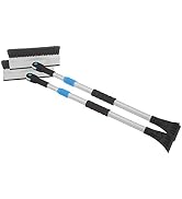 Extendable Snow Brush with Squeegee &amp; Ice Scraper - Eva Foam Comfort Grip on Aluminum Handle, T-S...