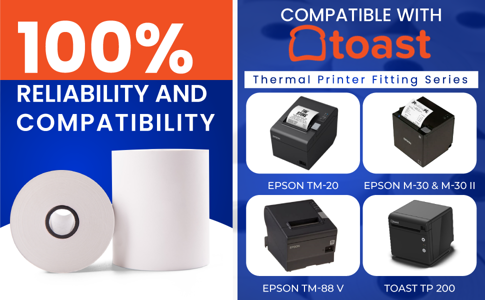 Vonlyst Receipt Paper for Toast Printer Compatibility