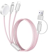 Temdan for Apple Watch Charger,3 in 2 USB C Cable for iPhone 16 Charger/Type C/Lightning Multi Ch...