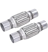 FGJQEFG 2PCS Exhaust Flex Pipe Stainless Double Braid 2.25"Inch x 6"Inch w/Ends 10"Inch Long Heav...