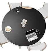 MAIDERN 48 Inch Round Cork &amp; Leather Table Pad, Cuttable Size (42-48 Inch), Trimmable Dining Tabl...