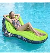 JOSEN Pool Floats Adult Heavy Duty, Inflatable Pool Lounger Float with Cup Holder and Caddy, Extr...