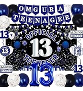 13th Birthday Decorations for Boys Girls, Blue Black Omg Ur A Teenager Birthday Party Decorations...