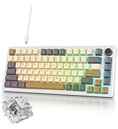 iRoboosta 75% Mechanical Gaming Keyboard, Hot Swappable RGB Backlit Custom Keyboard with Knob, Ga...