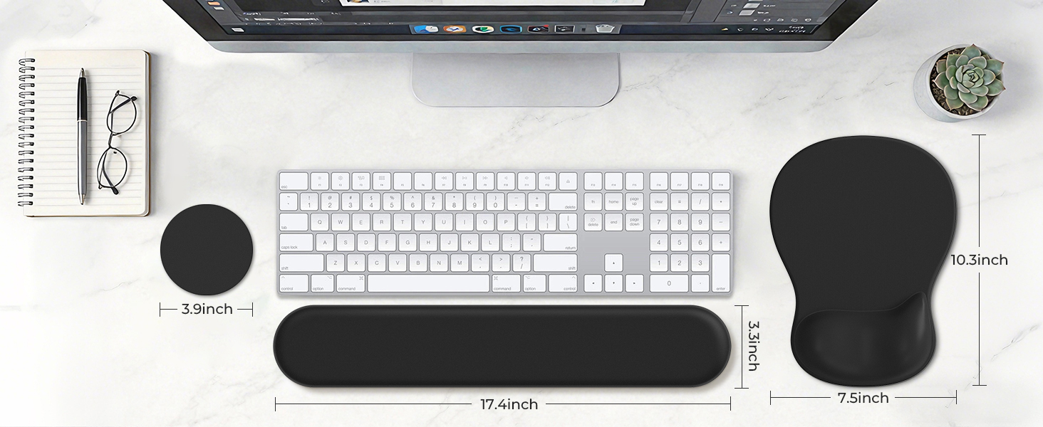 3 in 1 black mouse pad with wrist rest