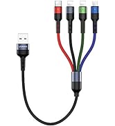 USAMS 2Pack Multi Charging Cable Multiple Charger Cord Nylon Braided Short 1FT 4 in 1 USB Charge ...