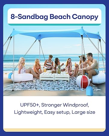 large beach canopy with 8 windproof sandbags