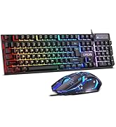 CHONCHOW Gaming Keyboard and Mouse Combo, USB Wired RGB Backlit, Mechanical Feel Anti-ghosting Ke...