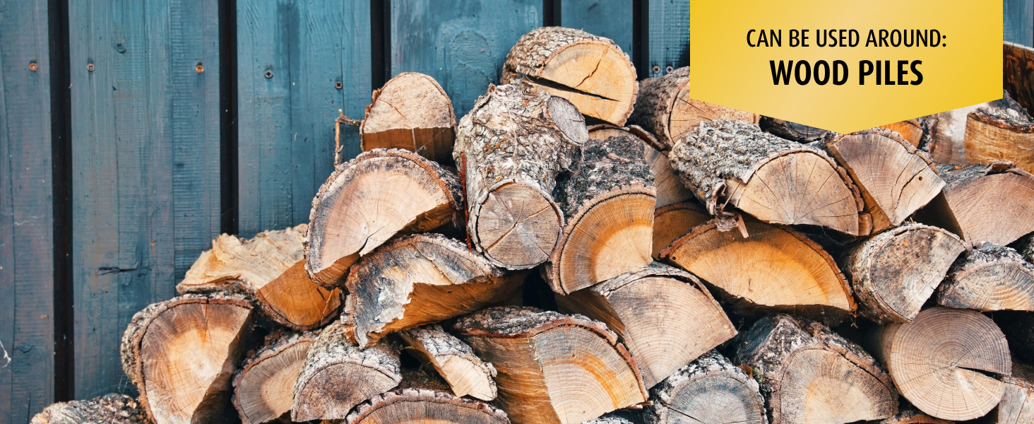 Can be used around a pile of wood.