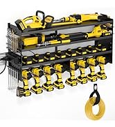 POKIPO Large Power Tool Organizer with Charging Station, Built in 4 Outlet Power Strip Drill Hold...