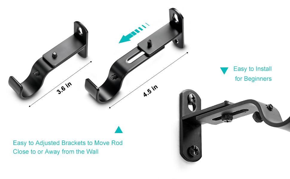 Curtain rod bracket, curtain rods holders, drapery curtain rod hooks brackets 1 inch curtain rods