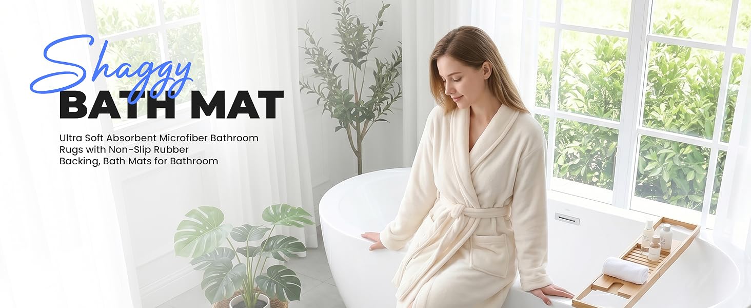 Shaggy Bath Mat Rug For Bathroom Cotton