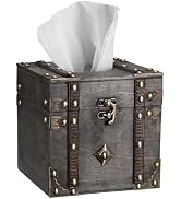 Sumnacon Tissue Box Retro Wood Square Tissue Box Cover Vintage Cube Tissue Box Holder,Decorative ...