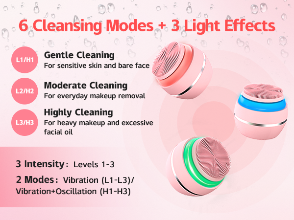 6 Cleansing Modes+3 Light Effects