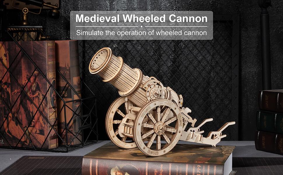 ROKR 3D wooden puzzles for adults cannon toys Model Kits
