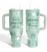 34HD Gardening 40oz Tumbler with Handle &amp; Straw, Gifts for Gardener | Triple-wall Vacuum Insulate...