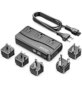BESTEK 250W Power Converter 3-Outlet and 4-Port USB Travel Voltage Transformer 220V to 110V with ...