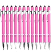 PASISIBICK 12 Pieces Pink Ballpoint Pen with Stylus Tip, 2 in 1 Stylus Stylish Pen, Premium Metal...