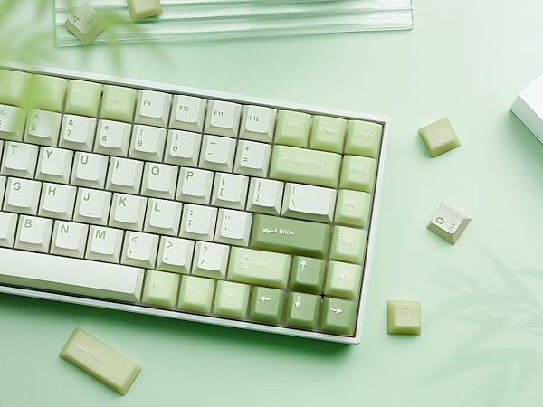 Womier PBT Keycaps Green, Jade Keycaps 60 75 100 Percent, Translucent Key caps Custom