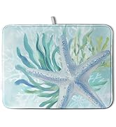 Summer Coastal Dish Drying Mats for Kitchen Counter Nautical Beach Starfish Coral Drying Pad Ocea...