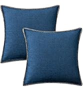 decorUhome Decorative Outdoor Throw Pillow Covers 16x16 Set of 2, Square Linen Farmhouse Pillow C...
