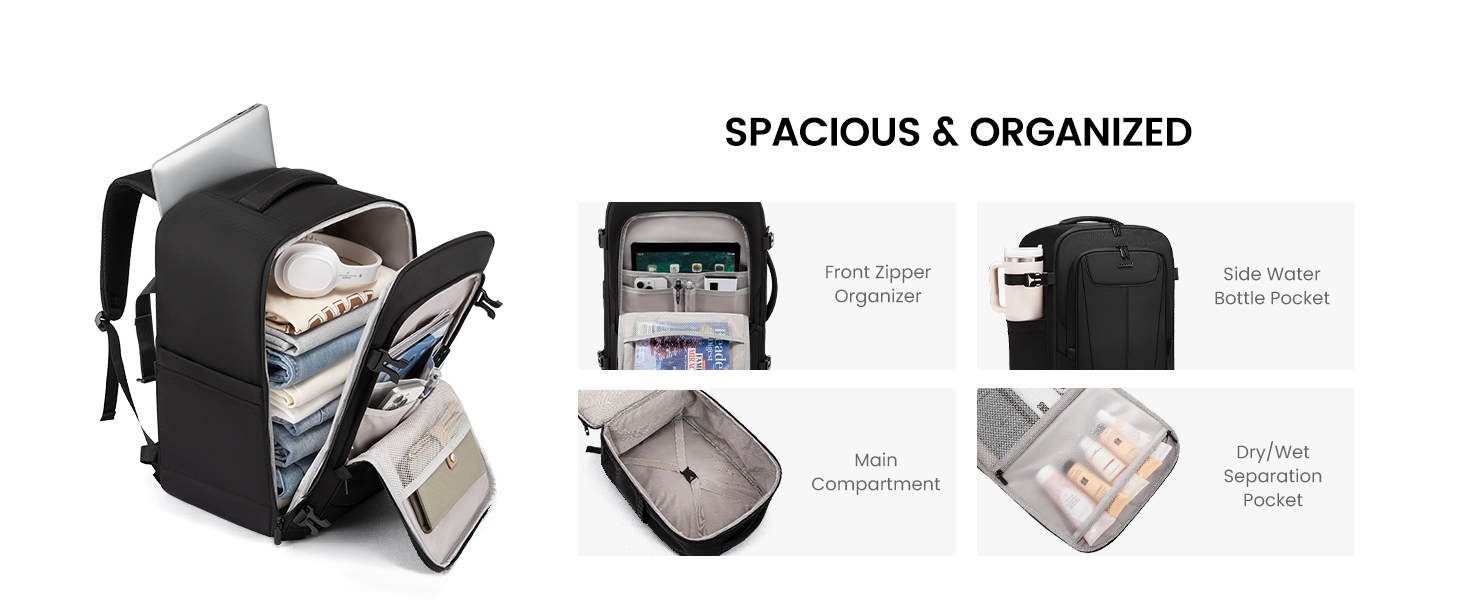personal item travel bag with lots of pocket/water bottle pocket