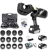 Exqutoo Electric Hydraulic Cable Lug Crimper Pliers, with 12 Size Hex Dies(16-400 mm²) &amp; 2 4Ah Li...