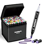 AnyMark Alcohol Markers, 100 Colors Dual Tip Art Coloring Markers Set for Kids Adult Book Drawing...
