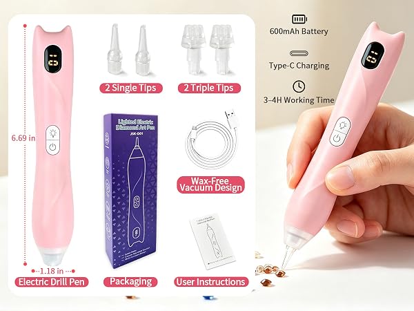Electric Diamond Painting Pen with Light