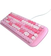 Lomiluskr Cute Colorful Wired Mechanical Keyboard for Girls and Kids, Round Keycaps, Compact 84 K...