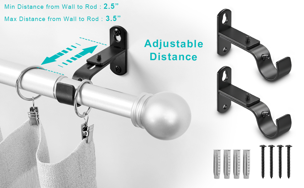 Curtain rod bracket, curtain rods holders, drapery curtain rod hooks brackets 1 inch curtain rods