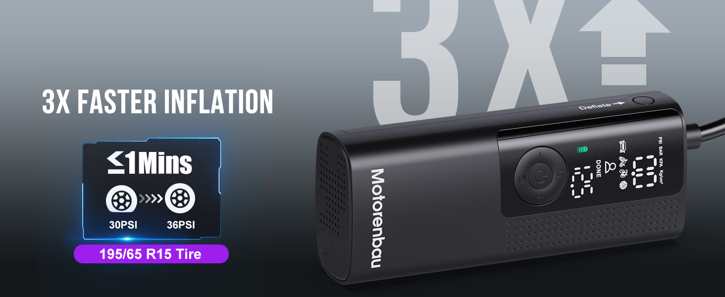 tire inflator 3X Faster Inflation