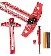 Greywolf Carpenter's Ruler, 18-inch Aluminum Sliding T-Square, Adjustable Angle, with Imperial an...