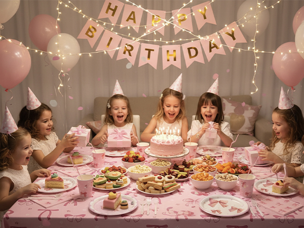pink bow paper plates and napkins