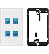 Iwillink 10Gbps Ethernet Wall Plate CAT6A, 4-Port Keystone Wall Plate and Jack Outlet, RJ45 Wall ...