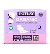 COTLAY Organic Cotton Pads for Women – Overnight Pads for Heavy Flow, Organic Period Pads with Wi...