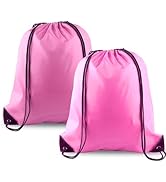 KUUQA 2 Pcs Drawstring Backpack Bags Bulk Pink Drawstring Bag Foldable Gym Bag Sports Cinch Sack ...