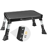 BONTEC Folding Step Stool, 3-Level Adjustable Metal Step Stool with Anti-Slip Pedal and Locking L...