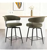 Glitzhome Swivel Counter Height Bar Stools Set of 2, 26.25”H Upholstered Fabric Counter Stool Cha...