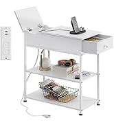 WLIVE Narrow Side Table with Charging Station, Couch Side Table for Living Room, Narrow End Table...