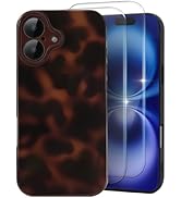 MYY Cute Phone Case for iPhone 16, [with 2X Screen Protector] Tortoise Shell Pattern Leopard Full...