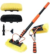 12FT Car Wash Brush with Long Handle, Car Cleaning Brush with 12"Soft Bristle and Hard Bristle, 3...