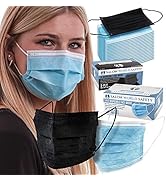 TCP Global Salon World Safety - Black and Blue Colored Face Masks Variety Pack (50ea Color=100 ...