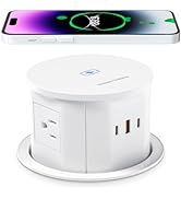 ANNQUAN 4.75" Pop Up Outlet with 65W USB-C,15W Wireless Charger,4 Outlets,3 USB Ports,Pop Up Coun...