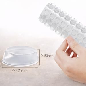 Clear bumper pads size 0.5 inch, best for furniture protection and noise reduction on cabinet doors.