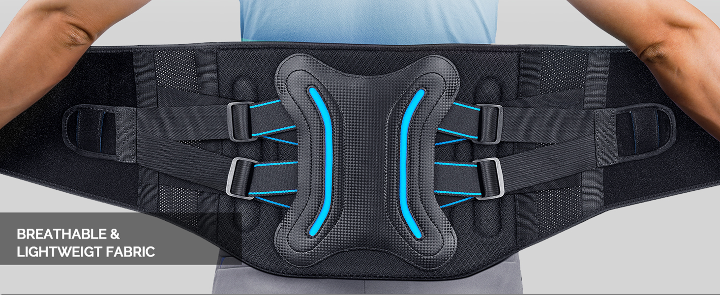 back brace with elastic and light weight fabric