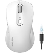 TECKNET Bluetooth Mouse, [ USB + BT1 + BT2 ] Rechargeable Mouse for Laptop, Silent Click, Full-Si...