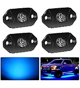 4WDKING Blue LED Rock Lights, 4 Pods IP68 Waterproof Underbody Glow Trail Rig Lamp LED Neon Light...